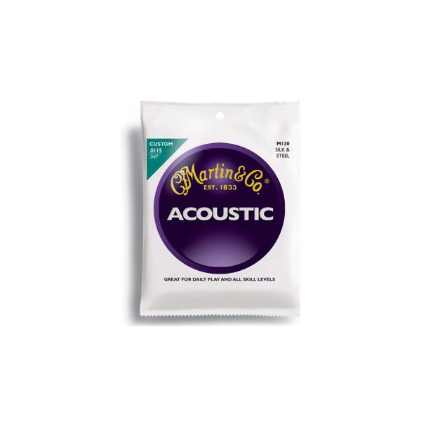 Martin & Co. M130 Silk & Steel Acoustic Folk Guitar Strings Set (Light .115-.047) | M-130 For Cheap