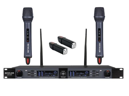 KEVLER UMC-500 Dual UHF 1100mAh Wireless Rechargeable Microphone with Dual Antenna Receiving System, Digital LCD Display, Mountable 1U Rack, 200 Selectable Frequencies Auto Frequency Search Function Online Sale