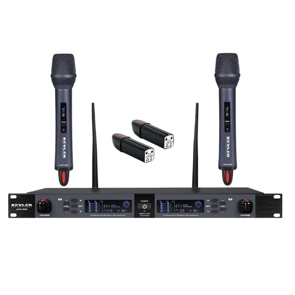 KEVLER UMC-500 Dual UHF 1100mAh Wireless Rechargeable Microphone with Dual Antenna Receiving System, Digital LCD Display, Mountable 1U Rack, 200 Selectable Frequencies Auto Frequency Search Function Online Sale