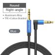 [CLEARANCE] Vention (0.5m - 2m) TRS 3.5mm Male to Male Right Angle Audio Extension Cable Cotton Braided (Black Blue) Aluminum Alloy Type  Hi-Fi Video Stereo Music for Smartphones, Laptop, PC, Gaming, TV | BAZ Series Supply