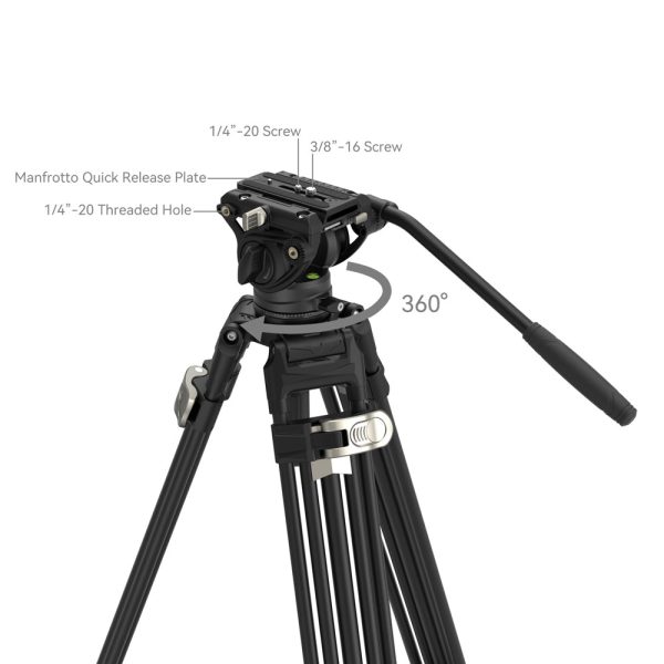 SmallRig FreeBlazer AD-80 Heavy-Duty Aluminum Professional Tripod Kit with DH10 Fluid Video Head, 360° 90° -65° Pan & Tilt Control, Manfrotto and DJU RS Quick Release Plates, 191cm Max Adjustable Height, 8kg Max Load Capacity | 4163 Hot on Sale