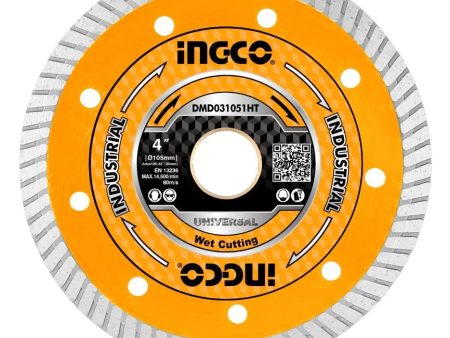 [CLEARANCE] INGCO DMD031051HT 4  Industrial Ultrathin Diamond Disc Wet Cutting with 10mm Blade Width, 16mm Reduction Ring for Ceramic, Tile, Marble, and Brick Discount