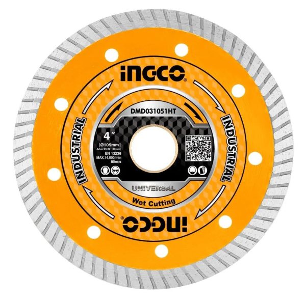 [CLEARANCE] INGCO DMD031051HT 4  Industrial Ultrathin Diamond Disc Wet Cutting with 10mm Blade Width, 16mm Reduction Ring for Ceramic, Tile, Marble, and Brick Discount