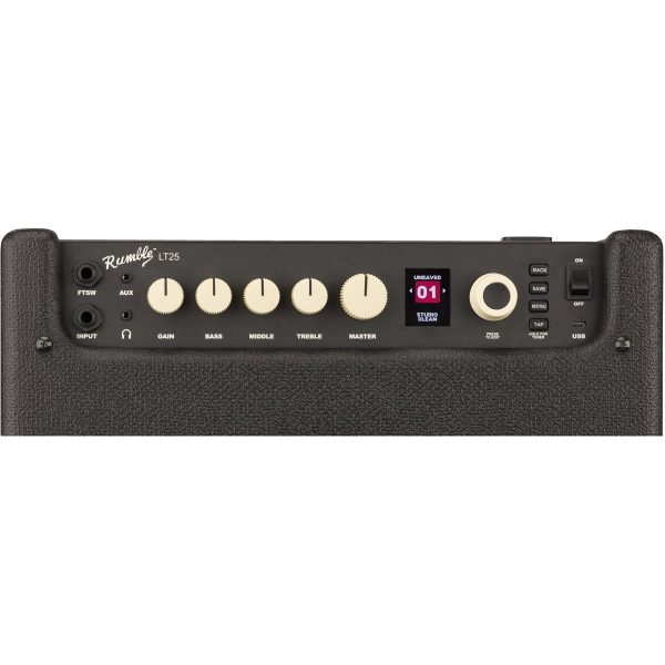 Fender Rumble LT25 Lightweight Electric Bass Combo Amplifier 25watts 120V (230V EUR) with 8in Speaker 1.8” Color Display 20 Effects 50 Presets USB Output Hot on Sale