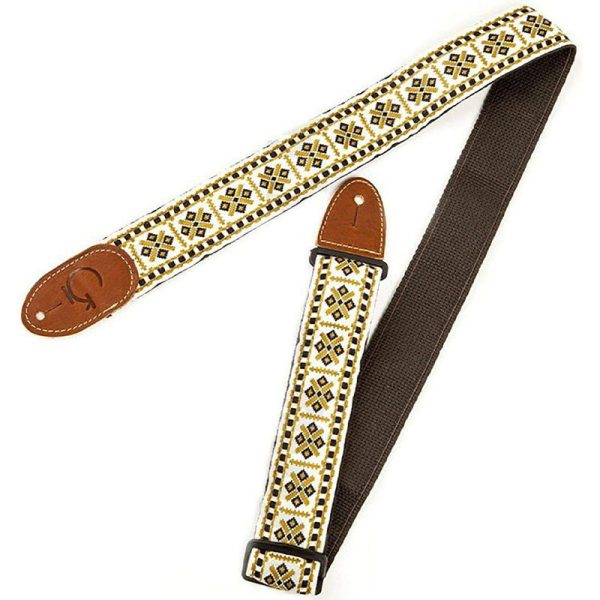 Gretsch Diamond Pattern Guitar Adjustable Strap 36  to 58  with G Logo (Brown, Black) For Sale