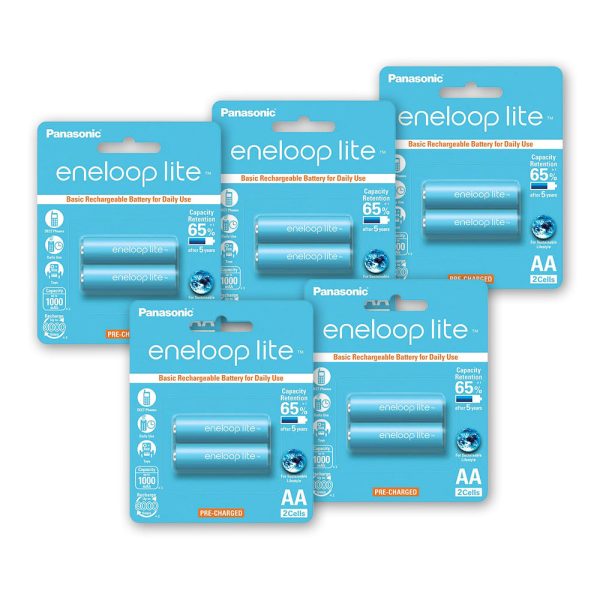 Panasonic Eneloop lite BK-3LCCE-2BT AA Rechargeable Battery Pack of 2 x5 Online Hot Sale