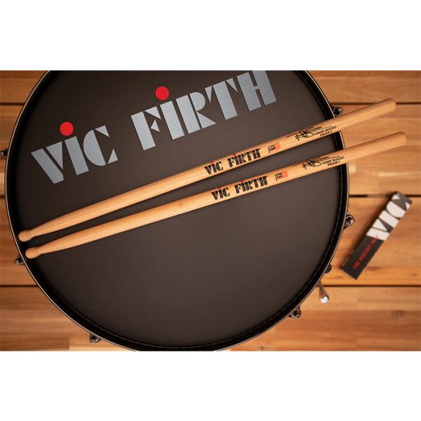 Vic Firth STB1 Terry Bozzio Phase 1 Signature Lacquer Hickory Reversed Tear Drop Tip Drumsticks with Short Taper for Drums and Cymbals For Discount