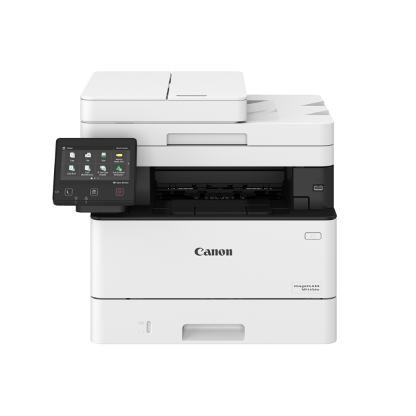 Canon imageCLASS MF445DW 5-in-1 Monochrome Laser Printer with Print, Colored Scan, Send, Copy and Fax, 600DPI Printing Resolution, 900 Max Expandable Paper Storage, 5  Touch Panel, WiFi and Ethernet for Office and Commercial Use on Sale