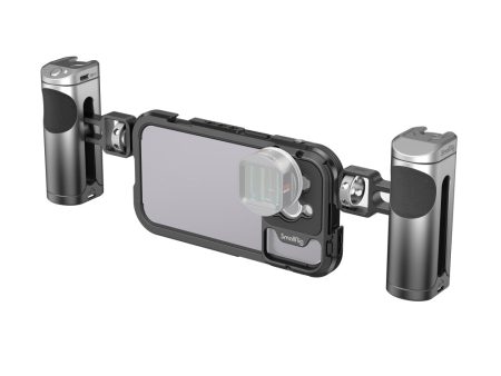 [CLEARANCE] SmallRig Dual Handheld Mobile Phone Case Video Cage Kit for i-Phone 14 Pro with Wireless Control Grip, 17mm Threaded Lens Plate for Smartphones | 4076 Online