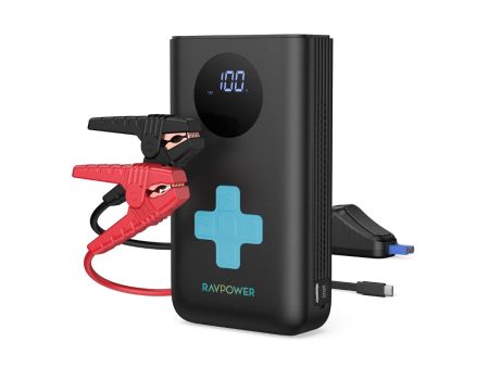 RAVPower 11200mAh Car Jump Starter Powerbank with 120PSI Air Compressor, Built-in LED Light, USB & Type-C Port Battery Booster | RP-PB244 For Cheap