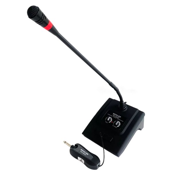 KEVLER CM-300W Supercardioid Condenser Conference Wireless Gooseneck Microphone with Receiver, Volume Control, AUX Input and Record and Chime Function for Paging, Meetings and Public Speaking Online