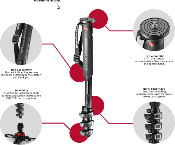 [CLEARANCE] Manfrotto XPro Aluminum 4-Section Fluid Video Monopod with Fluidtech Base BLACK (MVMXPROA4) Cheap