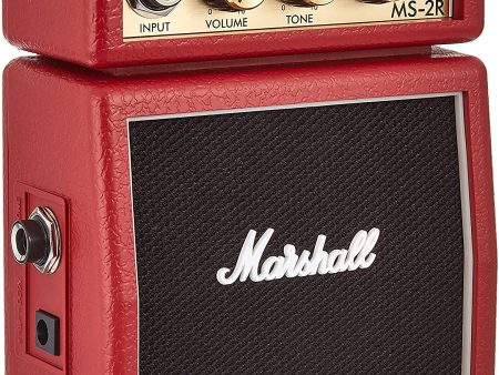 Marshall MS-2R 1-Watt 2-Channel Electric Guitar Micro Amps Speaker Battery Powered Amplifier (Red) Online now