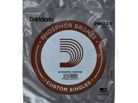 D Addario PB023 Phosphor Bronze Single Acoustic Guitar String Round Wound with Ball End (0.023    0.584mm) Sale