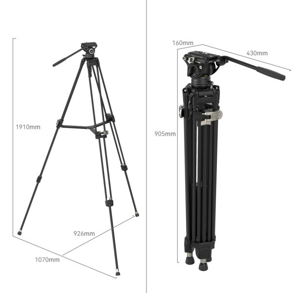 SmallRig FreeBlazer AD-80 Heavy-Duty Aluminum Professional Tripod Kit with DH10 Fluid Video Head, 360° 90° -65° Pan & Tilt Control, Manfrotto and DJU RS Quick Release Plates, 191cm Max Adjustable Height, 8kg Max Load Capacity | 4163 Hot on Sale