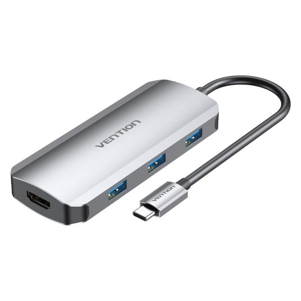 [CLEARANCE] Vention 5 in 1 USB Type C Hub with 4K HDMI Output, 5Gbps USB 3.0 Ports, & Fast Charging USB-C Power Delivery Adapter Dock | THFHB, TODHB Cheap