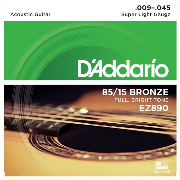 D’Addario 85 15 Bronze 6-String Acoustic Guitar Steel Strings Set (Super Light, Light, Extra Light) | EZ890, EZ910, EZ900 Online now