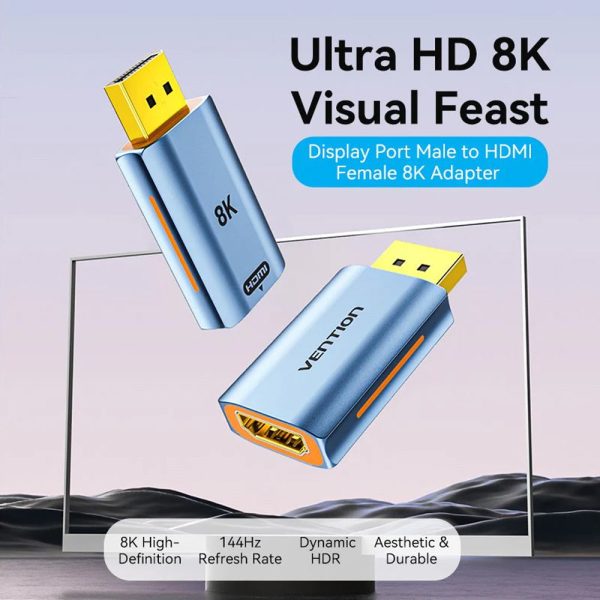 Vention DisplayPort Male to HDMI Female Display Port Adapter 8K 60Hz UHD Plug & Play with 12-Bit Color Depth, High Dynamic Range (HDR), Multiple Display Modes for Laptop, PC, TV, Monitor, Projector, Desktop Computer | HFMH0 Online now