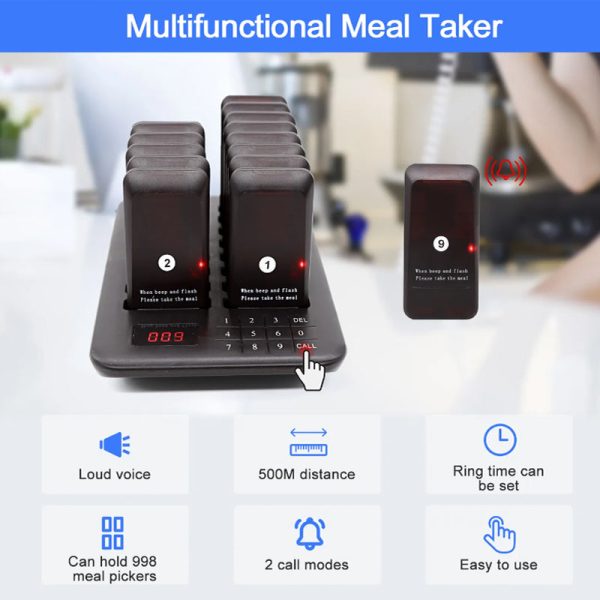 [CLEARANCE] DAYTECH Coaster Buzzer Restaurant Guest Pager Calling System 500m Long Range Queue Line Beeper for Fast Food, Cafe, Clinic, Coffee Shop | E-P300 Hot on Sale