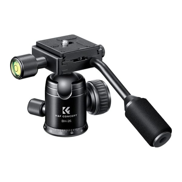 K&F Concept BH-26 360 Degree 26mm Panoramic Ball Head Mount with QR Quick Release Plate, 1 4  Bolt and 8kg Max Load for Tripod Monopod and Slide Rack (Black, Gray) KF31-049 KF31-049V1 Supply