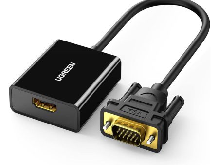 UGREEN 1080p HDMI Female to VGA Male Video Converter Adapter Cable with Micro USB & 3.5mm Audio Port, Gold Plated Connectors, Multi-Layer Shielding for PC, Desktop Computer, Laptop, HD TV, Display Monitor, Projector, etc. | 20694 Online