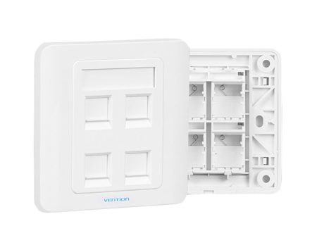 Vention 4-Port Keystone RJ45 Jack Wall Plate Type 86 Network Socket Ethernet Plug (White) | IFCW0 on Sale