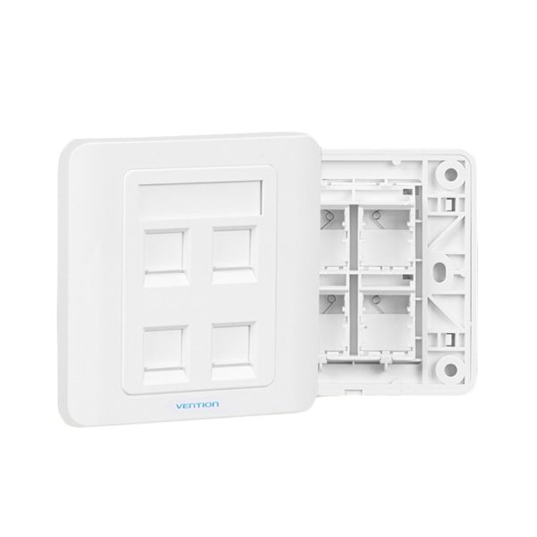 Vention 4-Port Keystone RJ45 Jack Wall Plate Type 86 Network Socket Ethernet Plug (White) | IFCW0 on Sale