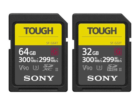 Sony SF-G TOUGH Series 32GB 64GB UHS-II SDHC   SDXC U3 V90 Class 10 SD Memory Card with 300mb s & 299mb s Read and Write Speed, IP68 Rating and Ribless Design SF-G32T T1 SF-G64T-T1 Hot on Sale