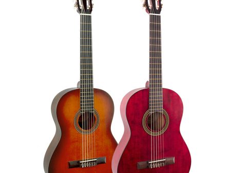 Valencia 200 Series Classical Full Size Acoustic Guitar with 6-String Nylon, 19 Frets Right-Handed for Student Musicians, Beginner Players (Classic Sunburst, Transparent Wine Red) | VC204CSB, VC204TWR Online now