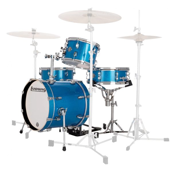 Ludwig LC179X Questlove Breakbeats 4-Piece Shell Pack Drum Set with 10  Tom, 13  Floor Tom, 16  Bass Drum, & 14  Snare (Arctic Blue, Black Sparkle, Wine Red Sparkle) Online now