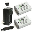 Wasabi Power EN-EL24 ENEL24 (2 Pack) 7.2V 1050mAh Battery and Battery Charger Kit with Power Indicator, Built-In Fold Out US Plug, Car Charger and Euro Plug Adapter for Nikon 1 J5, DL18-50, DL24-85 Camera on Sale