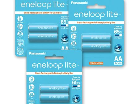 Panasonic Eneloop lite BK-3LCCE-2BT AA Rechargeable Battery Pack of 2 x3 Cheap