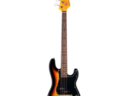 SX SPJ62 Series 4-String Vintage Bass Guitar with Single Coils, 20 Frets, Jazz Electric Basswood (Sunburst, Black) For Sale