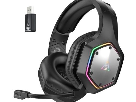 EKSA E1000 WT Wireless Gaming Headset RGB Backlight Over-Ear Headphones w  ENC Noise Cancelling Microphone, Built-In Controls, USB-A Dongle, 3.5mm Audio Cable, USB-C Charging Cable, 7.1 Surround Sound for PC, Laptop Computer, PS5 PS4, Xbox Supply