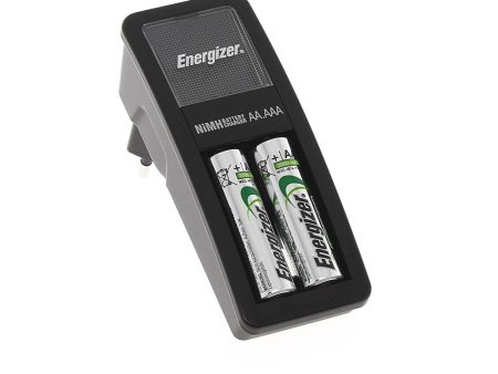 Energizer Rechargeable Mini 2-Bay AA 1300mAh   AAA Battery Charger with EU Plug, LED Status Indicator, and Automatic Shut Off System Hot on Sale