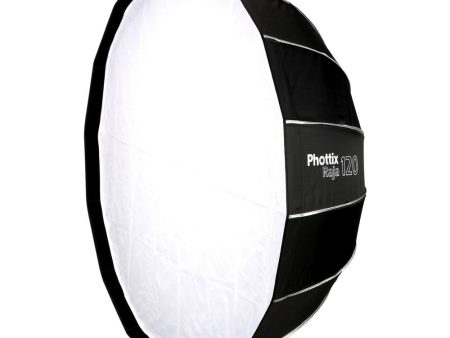 Phottix Raja 120cm Deep Quick-Folding Umbrella Style Round Softbox with Removable Front Face, Interior Baffle and Bowens S-Mount for Photography | PH82729 For Discount