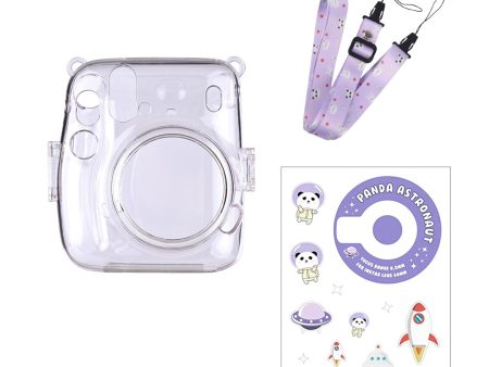 [CLEARANCE] Pikxi CM11 Clear Transparent Protective Case with Strap and Cute Sticker for Fujifilm Instax Mini 11 Camera For Discount