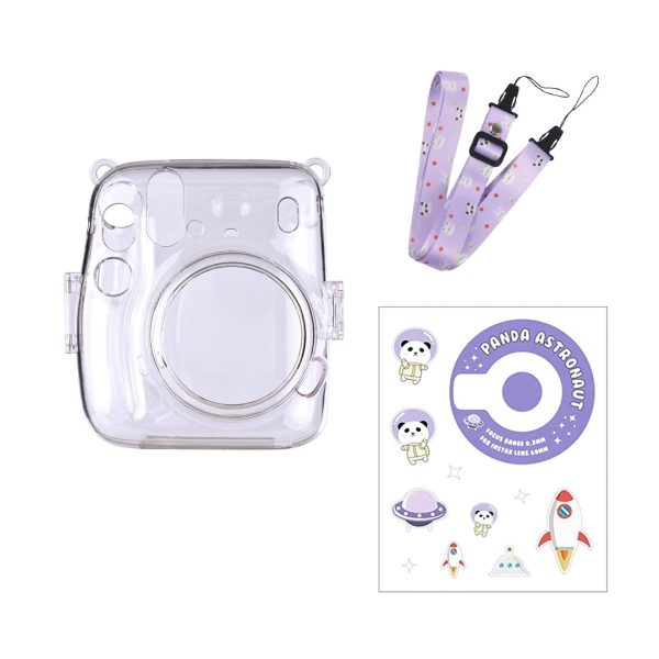 [CLEARANCE] Pikxi CM11 Clear Transparent Protective Case with Strap and Cute Sticker for Fujifilm Instax Mini 11 Camera For Discount