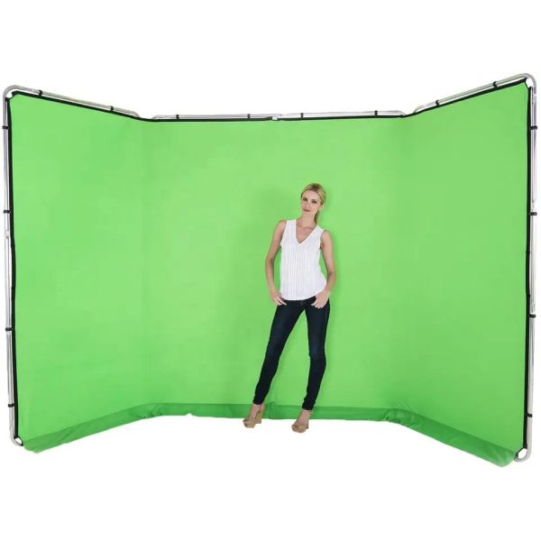 Pxel 2.4 x 4m Panoramic Chroma Key 4-Fold Green Screen Background Muslin Cloth Kit with Foldable Aluminum Butterfly Frame for Photography and Videography | BG-FM2440 Hot on Sale