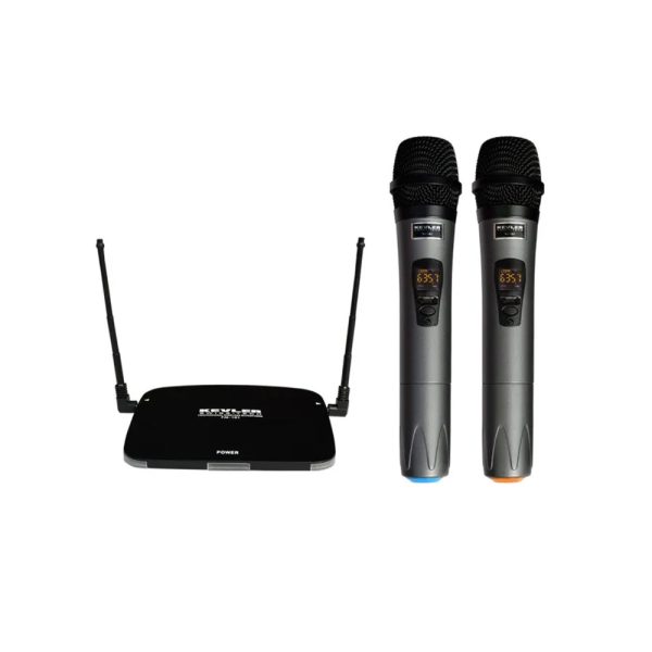 KEVLER PM-101 Dual Portable UHF Wireless Microphone with Detachable Antenna, LCD Display, 16 Selectable Frequencies and Button Control Online Sale