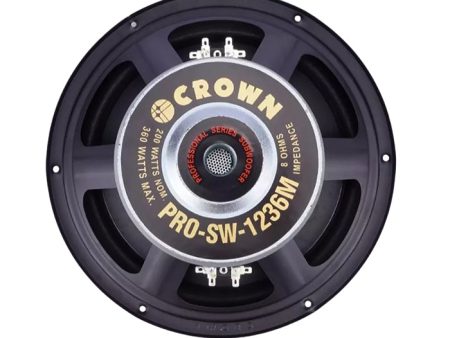 Crown 360W 12  Karaoke Subwoofer Speaker with 49.9mm Voice Coil, 96dB Sensitivity Level, Max 8 Ohms Impedance, 70hz-2.5khz Frequency Response (PRO-SW-1236M) For Discount