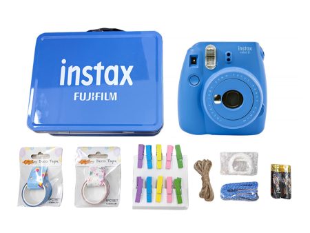 Fujifilm Instax Mini 9 Craft Limited Edition Kit with Washi Tapes, Wooden Clips with Twine, Instax Mini 9 Camera and Craft Box (Blue, Green, Purple, Pink) Hot on Sale