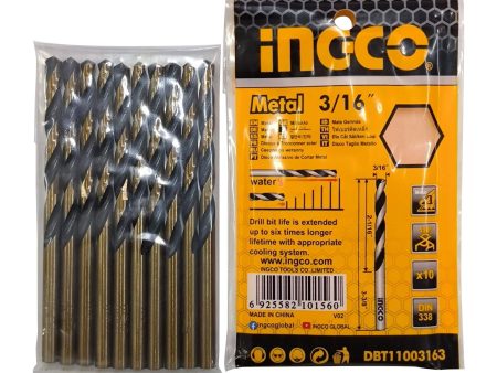 INGCO 3 16  Cobalt HSS Drill Bits (10pcs Pack) Abrasive and Heat Resistant for Metal | DBT11003163 Online Hot Sale