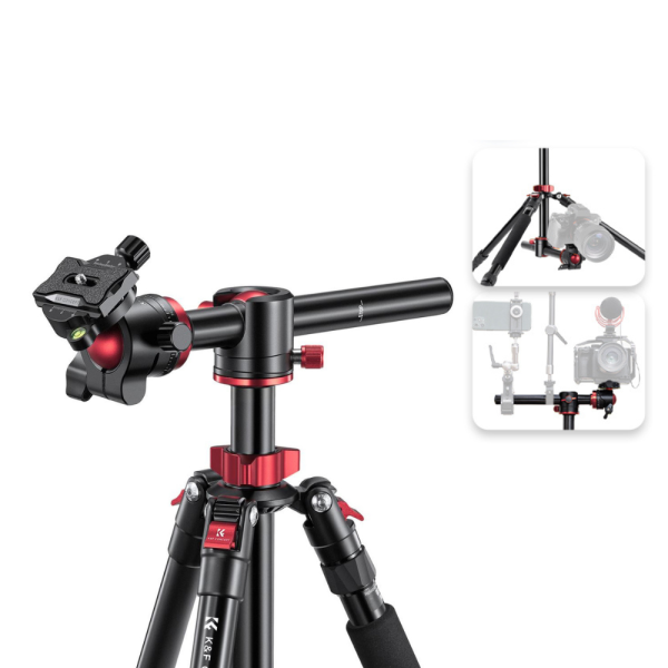 K&F Concept KF09 Series 2-in-1 Aluminum Multifunctional Camera Tripod Monopod Detachable 67 inches 1.7m Transverse Center with Inverted & Overhead Shooting, 12kg Load, Twist Lock, 32mm Metal Ball Head for DSLR Canon Nikon Sony | KF09-085V For Discount