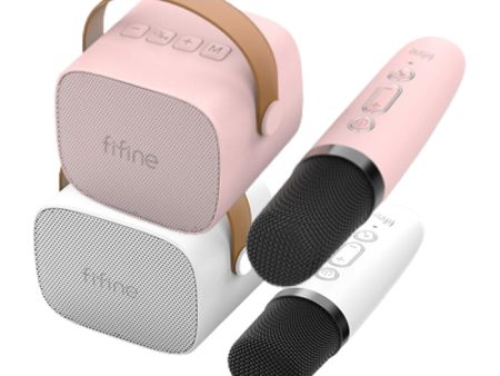 Fifine E1 Mini Handheld Karaoke Condenser Microphone and Speakers with Bluetooth 5.0, 5Hours Playtime Multiple Audio Input Modes for Music, Recording, Gaming, Podcasting, (Pink, White) Online now