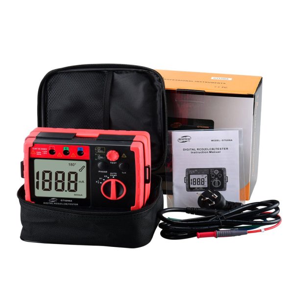 [CLEARANCE] Benetech GT5206A Digital ELCB and RCD Tester (Battery Included) with Testing Probes & Leads for Electrical Wires, Circuit Breakers, and Residual Current Devices Fashion