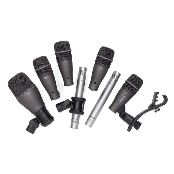 Samson DK70 7pcs   5pcs Drum Mic Set 50~16000 Hz Super Cardioid Dynamic Microphone - Q71 Kick Mic, 4X Q72 Snare Tom , and 2X C02 Pencil Condensers with Swivel-Style Mic Adapters, Tension-Mounted Rim Clips, and Hard-Shell Carry Case Online Hot Sale