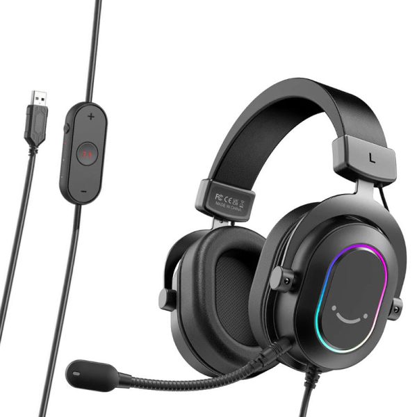 Fifine H6 USB Dynamic RGB Gaming Headphone with Detachable Microphone, 24-Bit 7.1 Surround Sound and EQ Modes for PC, Xbox One and Mobile Devices Sale