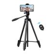 K&F Concept 2-in-1 Aluminum Tripod with Built-in Smartphone Holder, Bluetooth Shutter Remote Controller, 52cm to 152cm Adjustable Height, 360° Pan 175° Tilt for Camcorder, DSLR, Mirrorless Camera, iPhone & Android Phones | KF09-125 Discount