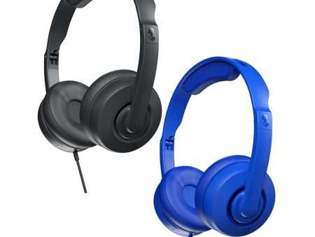 Skullcandy Cassette Junior Wired Headphones Volume-Limiting Over-Ear Foldable Headset with Mic, Soft Ear Cushions (Black, Cobalt Blue) For Discount